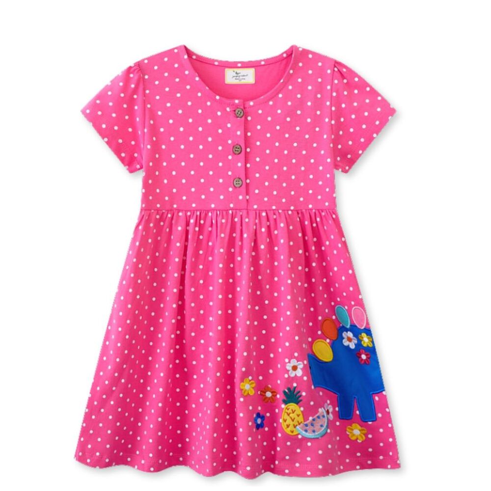 Vestido Manga Corta Niña Estampado Rosa Primavera 2 A 7 Años image number 0.0