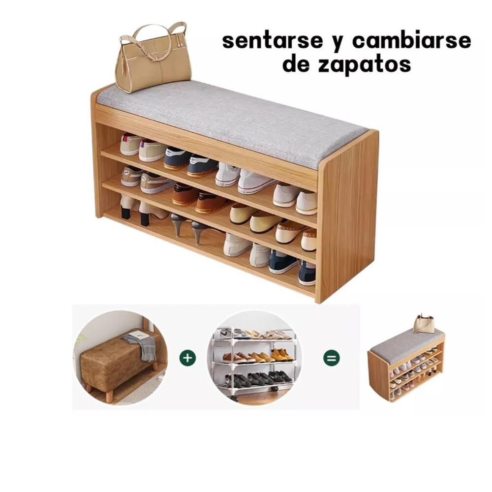Banco Zapatero 3 Niveles Con Cojín Y Almacenamiento Oculto image number 3.0