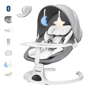 Mecedora El&eacute;ctrica 2 En 1 Bluetooth Yoya Gris Lubabycas