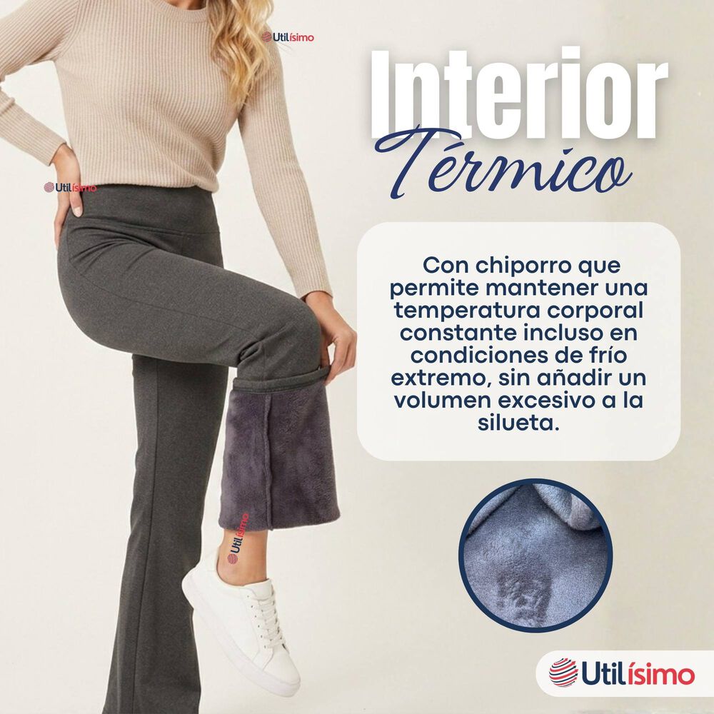 Calza Polar Con Chiporro Palazzo Mujer Elasticada T&eacute;rmica Gris Oscuro image number 5.0