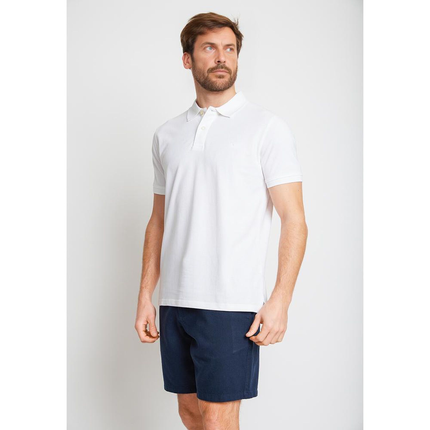 Polera Slim Lisa Manga Corta Cuello Piqu&eacute; Hombre Trial image number 0.0