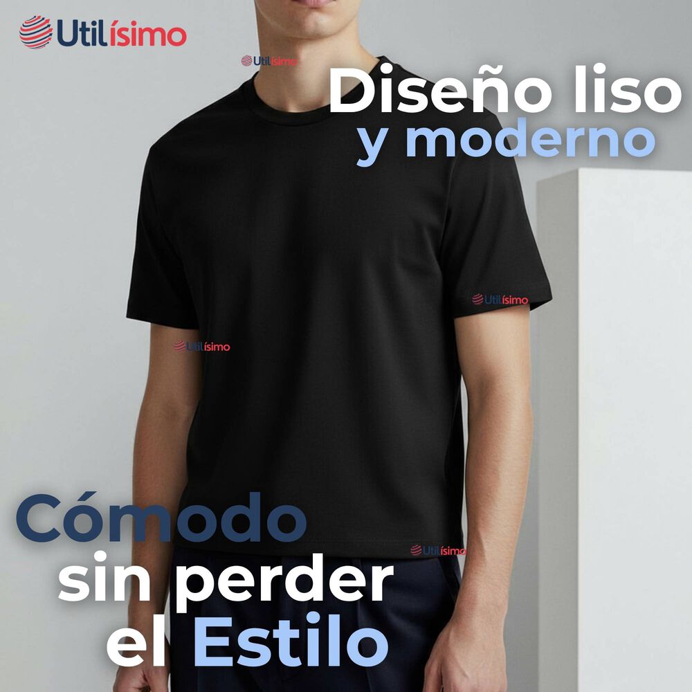 Polera Camiseta 100% Algodón Premium Manga Corta Básico Negro Hombre image number 4.0