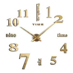 Reloj De Pared Con Pegatinas De Espejo Acrílico Plata15
