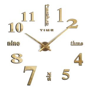 Reloj De Pared Con Pegatinas De Espejo Acr&iacute;lico Plata15