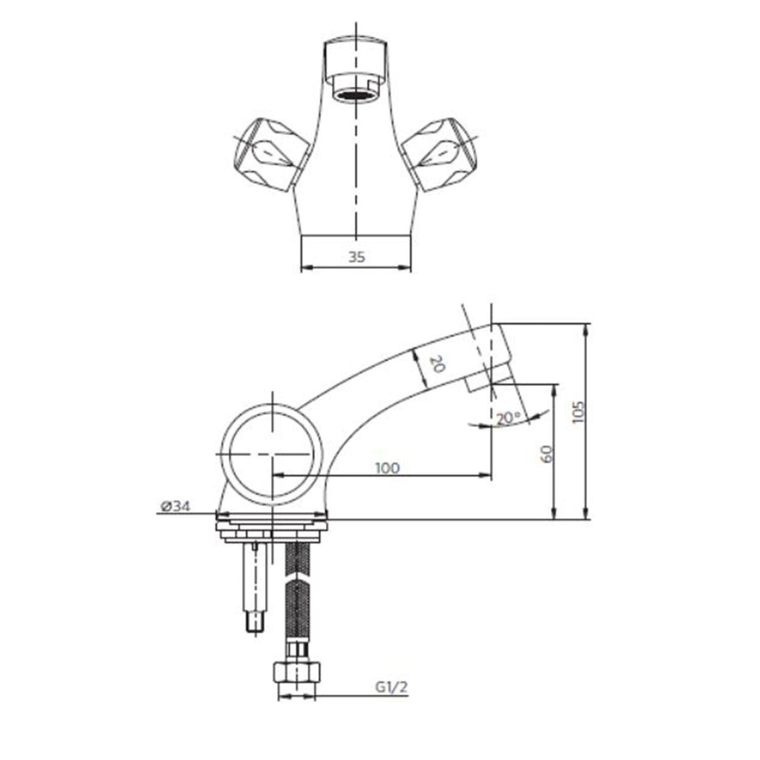 Monoblock Lavatorio Mossini Metal Marca Stretto Cromo Cromo image number 6.0
