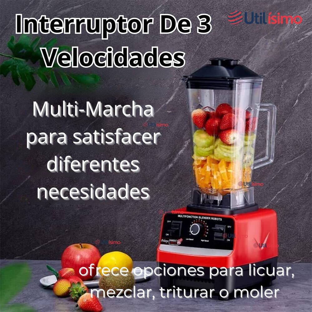 Licuadora Juguera Potente Multifuncional Jarra De Pl&aacute;stico 2l 5500w De Potencia + Mango Triturador image number 6.0