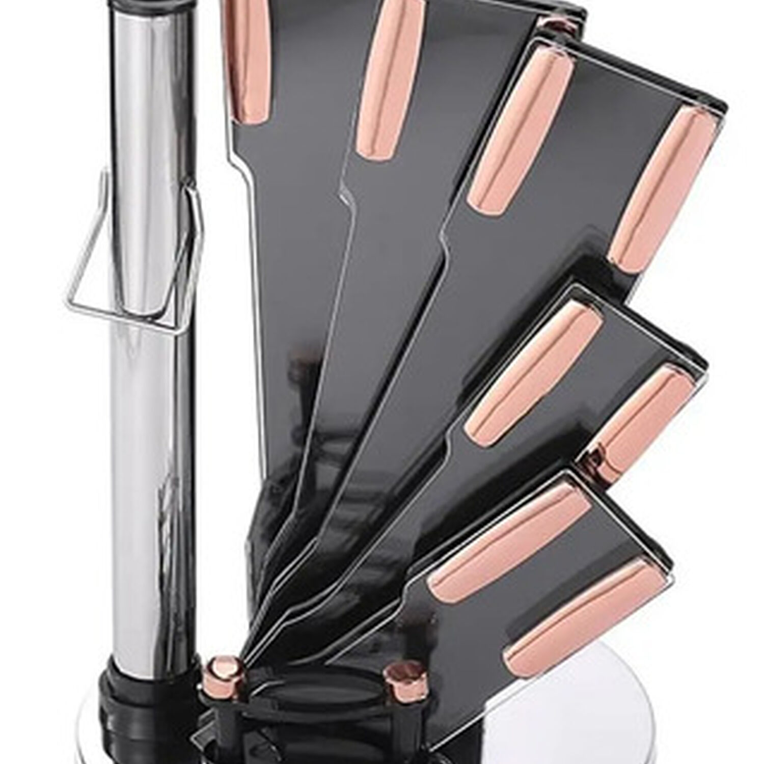 Set Cuchillos De Cocina 9 Piezas Con Base Giratoria Liso Gris image number 5.0