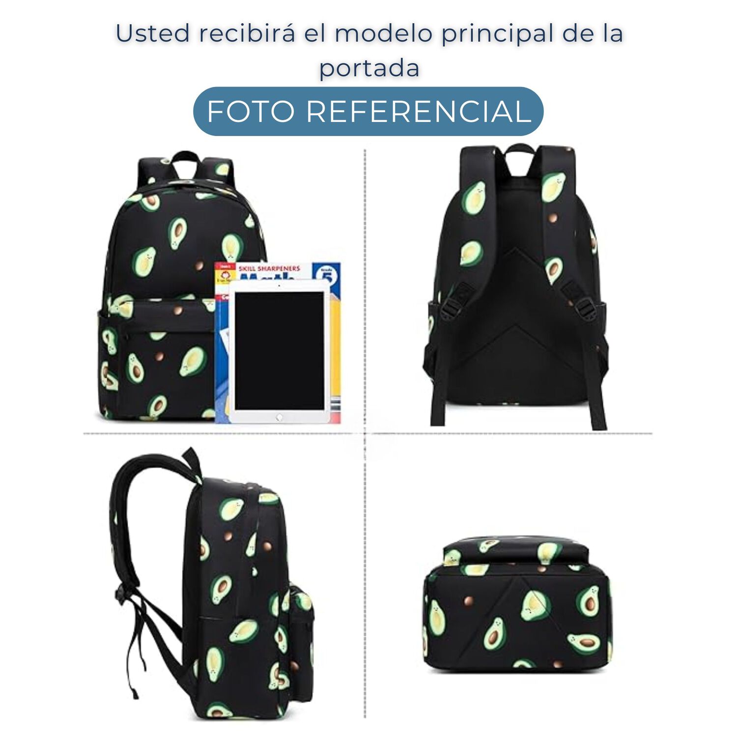 Pack Mochila Lonchera Estuche 43cm Juvenil Y Escolar Black Avocado image number 3.0