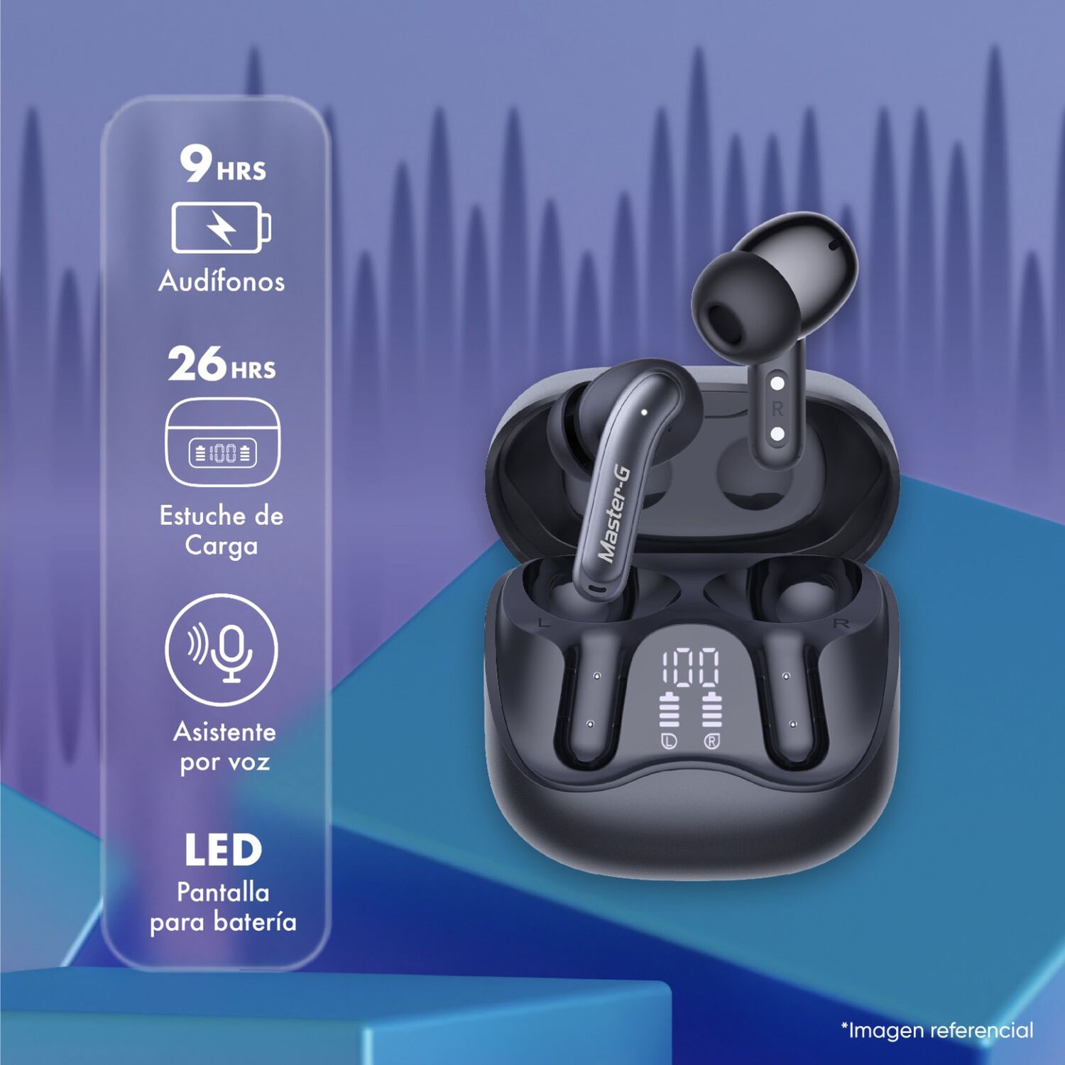Aud&iacute;fonos Bluetooth In Ear Tws Anc Con App Buds60b Master-g image number 2.0