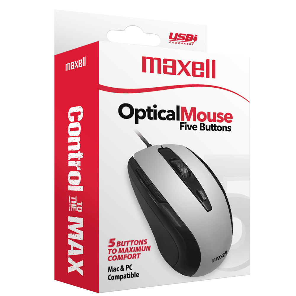 Mouse Óptico Maxell 5 Botones Mowr-105 Gris image number 2.0