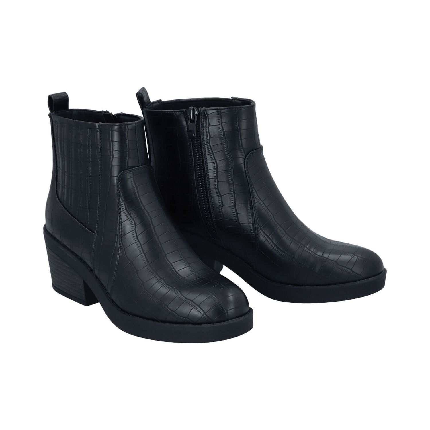Botin Casual Mujer Negro Taco Medio Nani Police image number 4.0