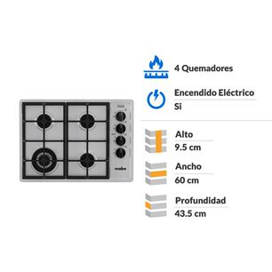 Encimera A Gas Mabe CMG6044LD-1CL / 4 Quemadores