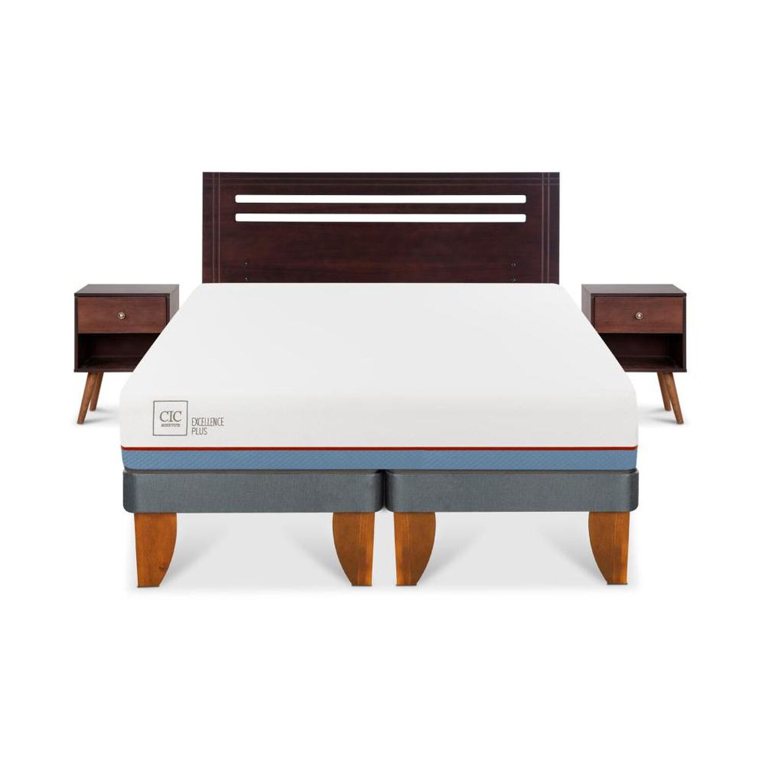 Cama Europea Cic Excellence Plus / 2 Plazas / Base Dividida + Set De Maderas image number 0.0