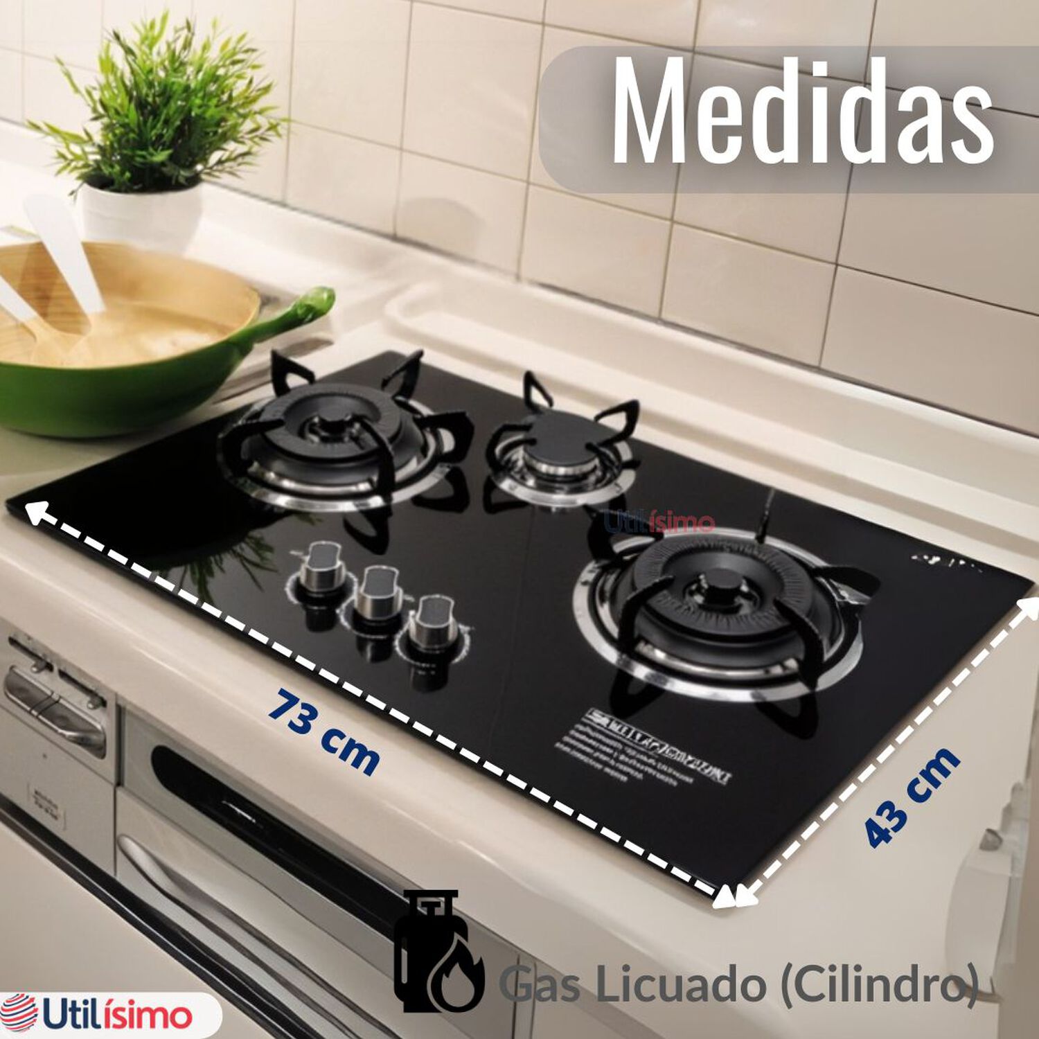 Encimera Gas Licuado 3 Platos Vidrio Templado image number 3.0
