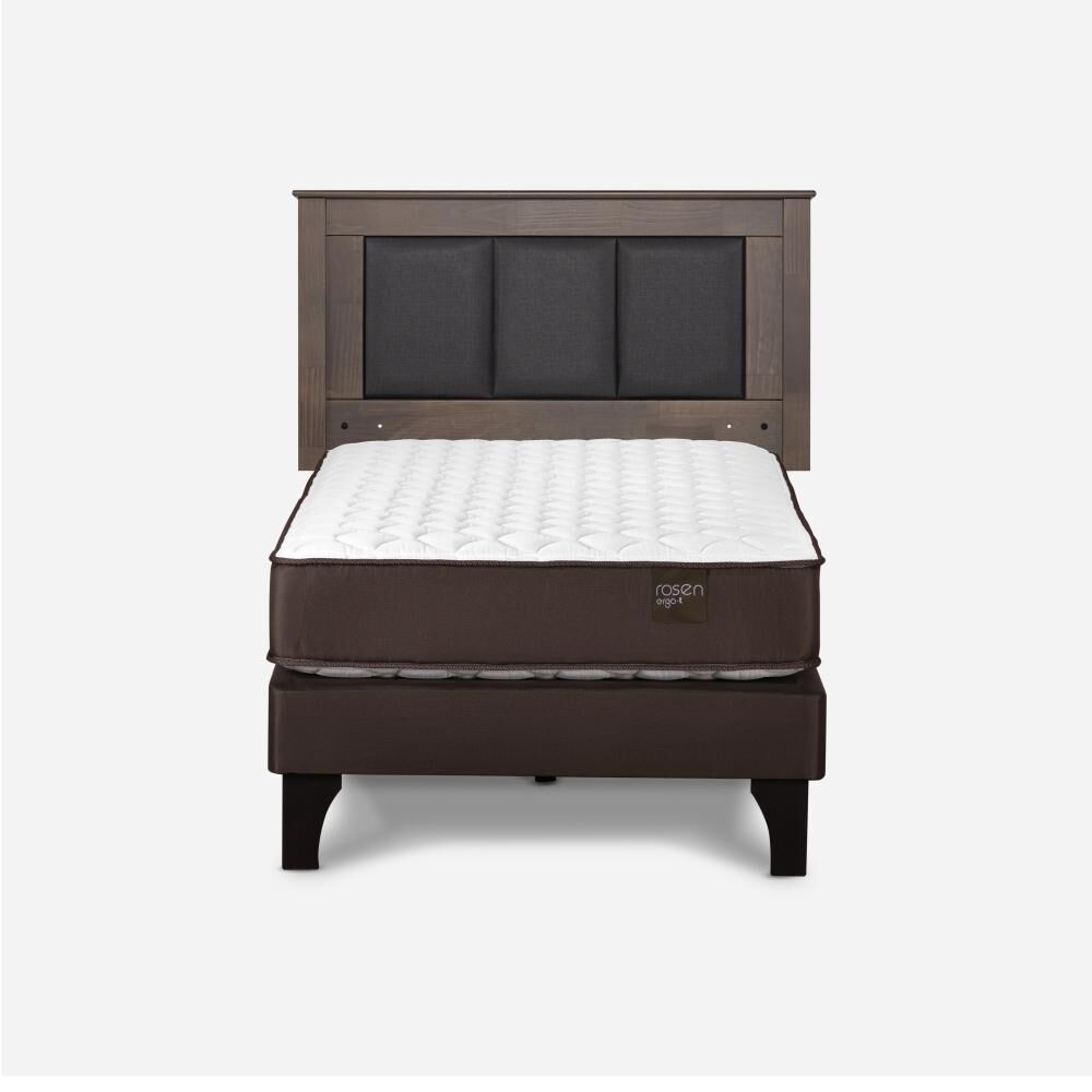 Cama Europea Rosen Ergo T New / 1.5 Plazas / Base Normal  + Respaldo Rachel Gris image number 0.0