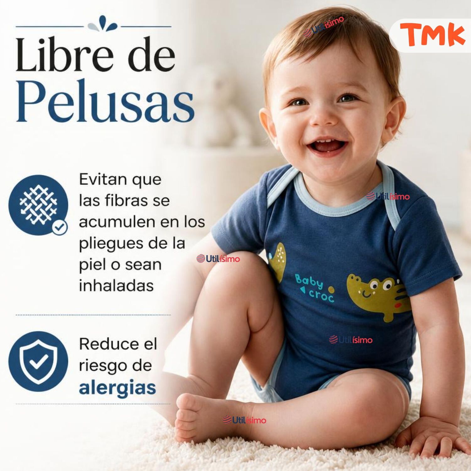 Pack 5 Bodys Manga Corta 100% Algod&oacute;n Tedmimak Ni&ntilde;o Blue Croc Jungle image number 8.0