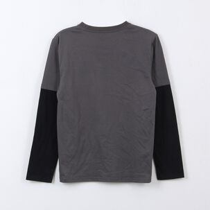 Polera Doble Manga Ni&ntilde;o Spiderman Face Gris Marvel