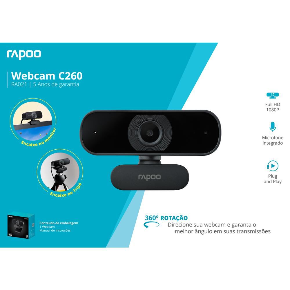 Webcam Rapoo Full Hd 1080p Foco Automatico Ra021 image number 6.0