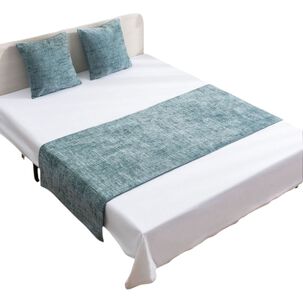 Piecera Para Cama Medida 70x210cm Chenille + 2 Fundas Color Menta