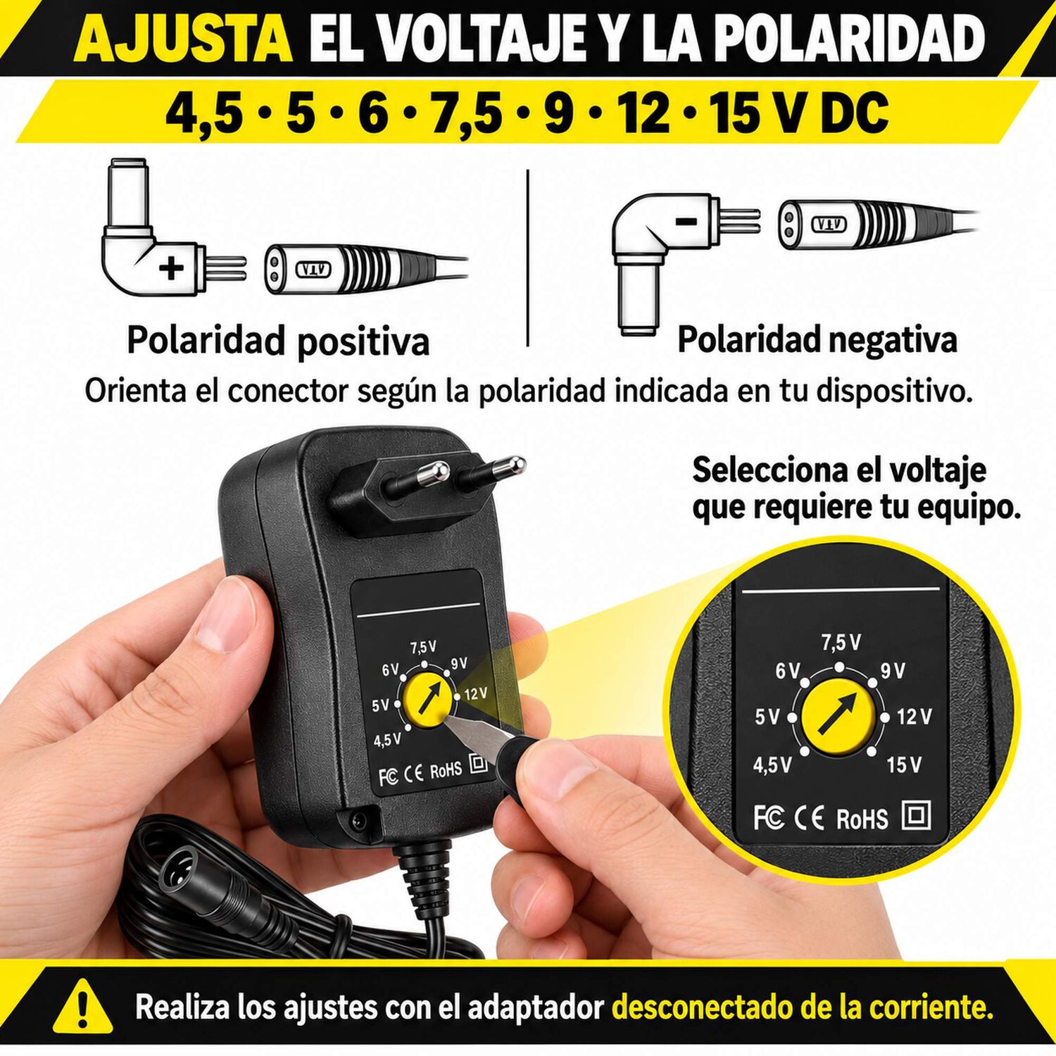 Adaptador Birlink 10292 Regulable 4,5 A 15v 3a 8 Conectores image number 5.0