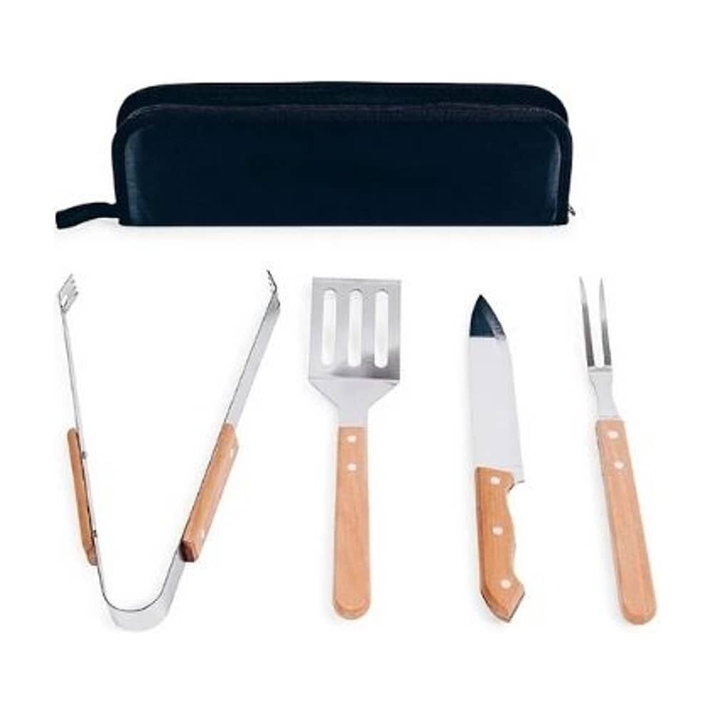 Set Asador 4 Piezas Mango Madera Con Estuche. image number 0.0