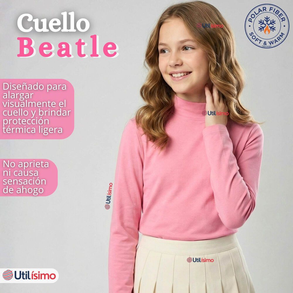 Polera Camiseta Polar Primera Capa Cuello Beatle Manga Larga Colores Surtido Ni&ntilde;a image number 5.0