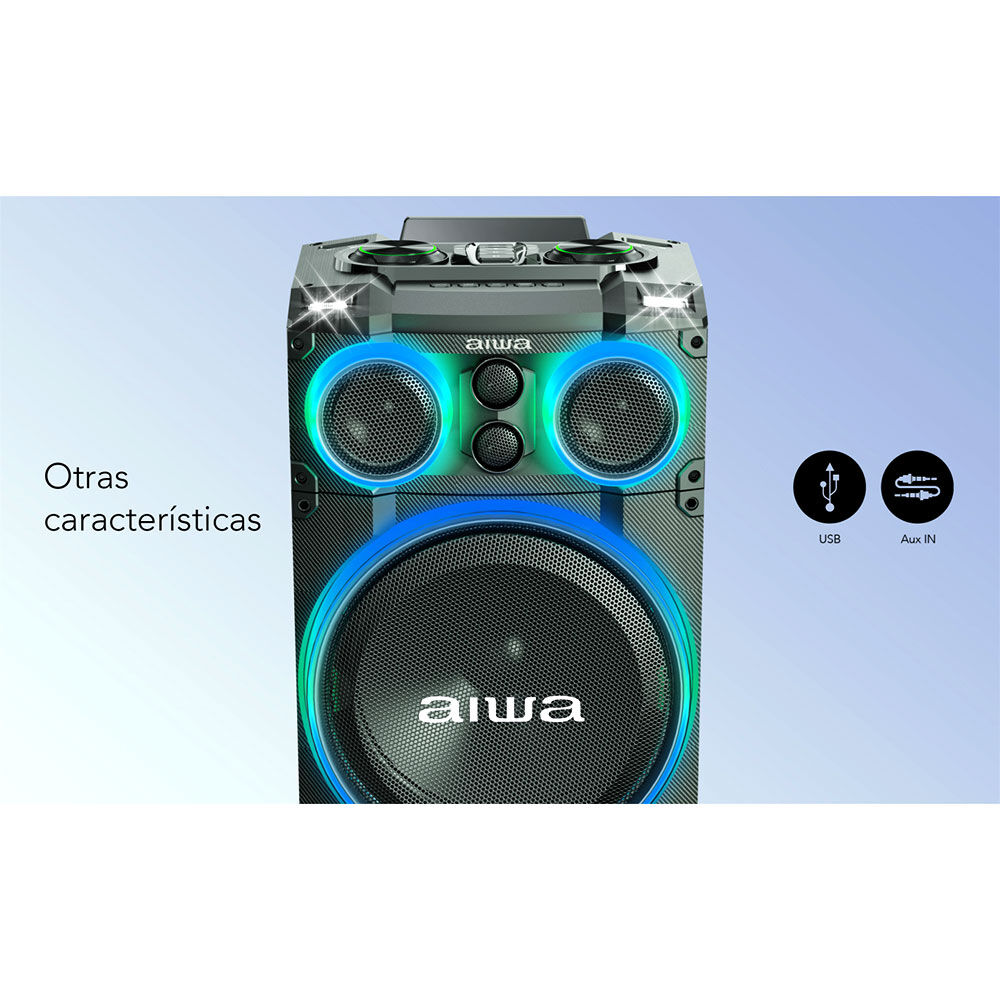 Parlante Bluetooth Torre Karaoke Aiwa 4000w Tws Aw-poc15 Negro image number 6.0