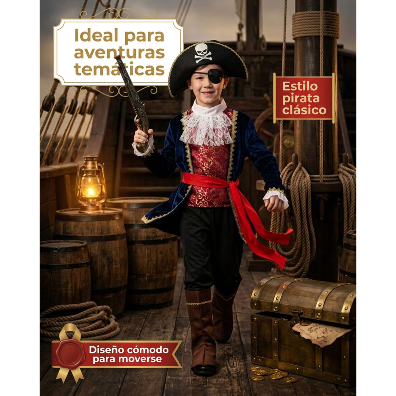 Disfraz Cosplay Pirata Corsario Piratas Infantiles Todos Ni&ntilde;o image number 9.0