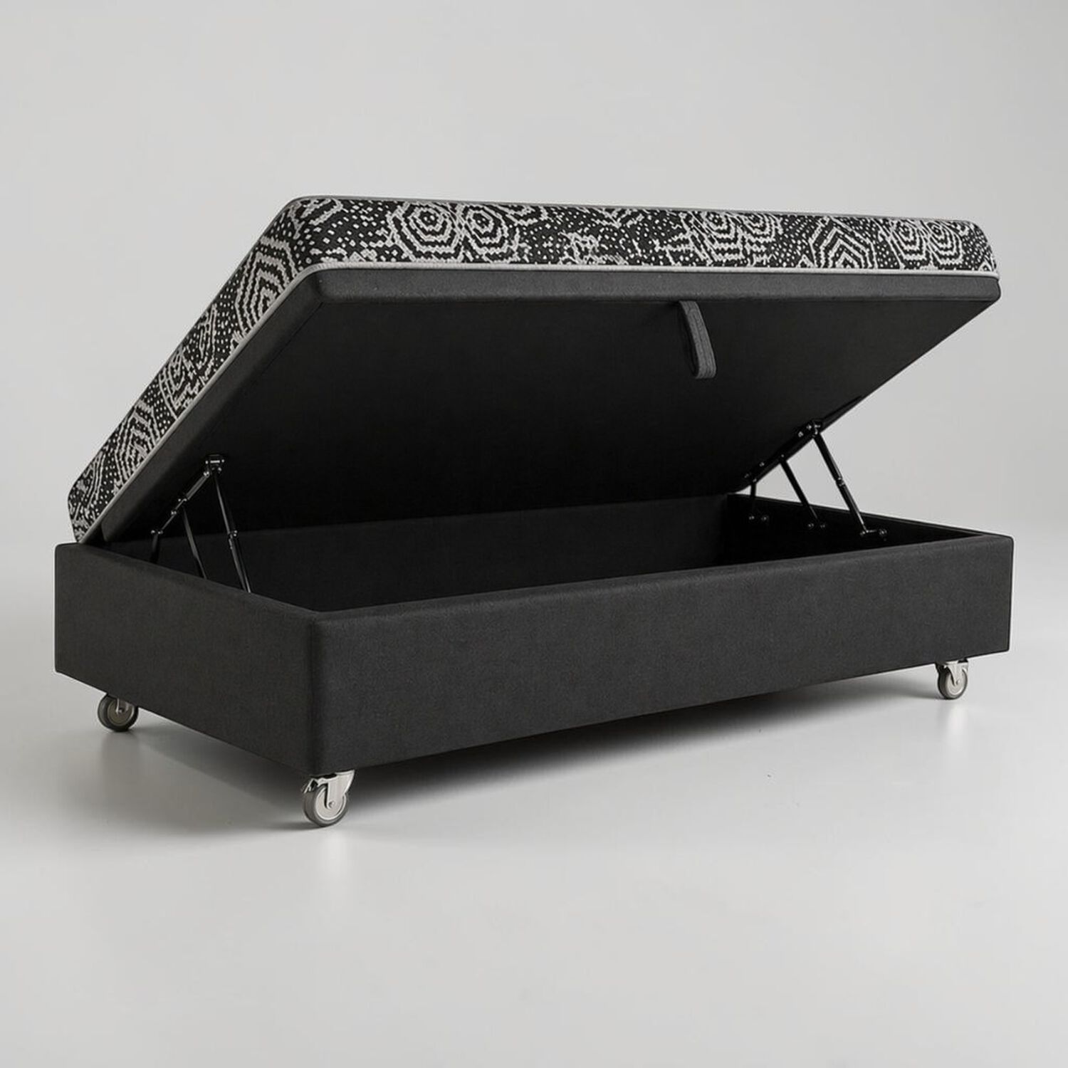 Cama Baul 1..5 Plaza L190 Cm + Colchon Modelo Ideal / Con Ruedas Pyton (negro) image number 1.0