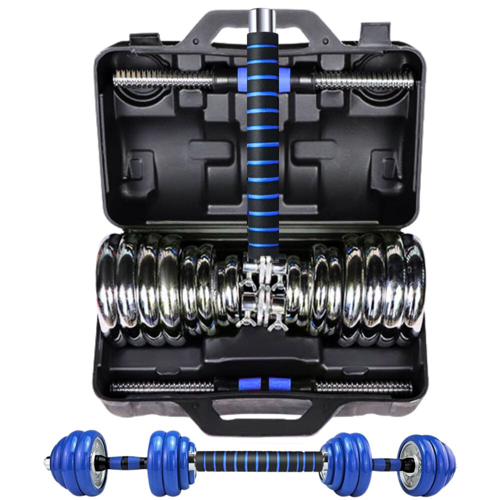 Set Mancuernas De Metal Cromadas 30 Kg Con Barra image number 0.0
