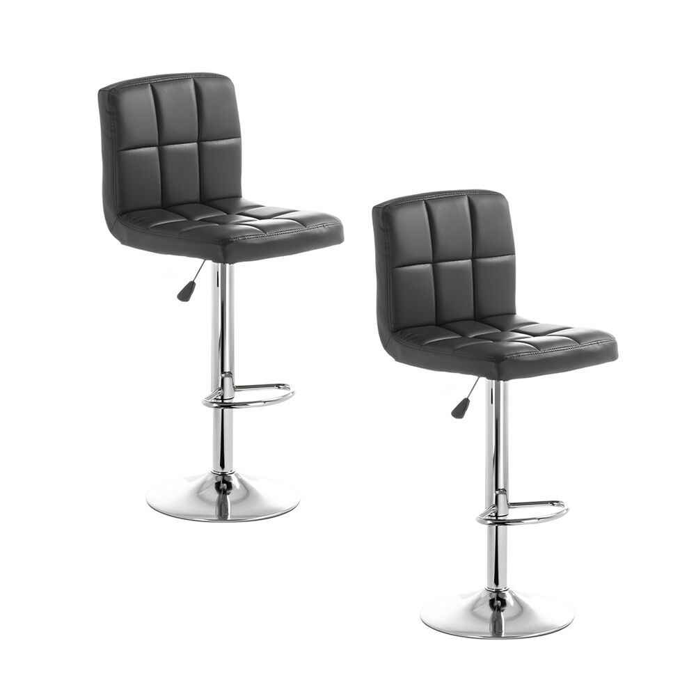 Pack 2 Sillas Piso Bar Negra Altura Regulable Ecocuero Yc069 image number 8.0