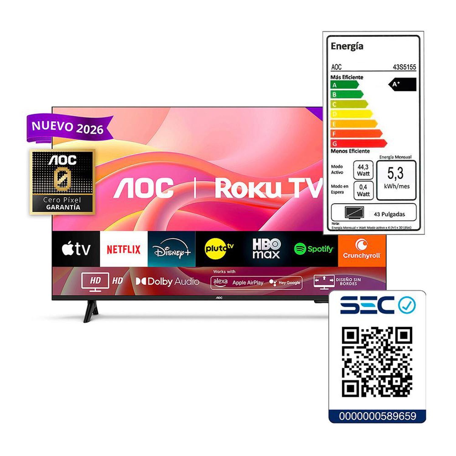 Led 43" AOC 43S5155 / Full HD / Smart TV image number 9.0
