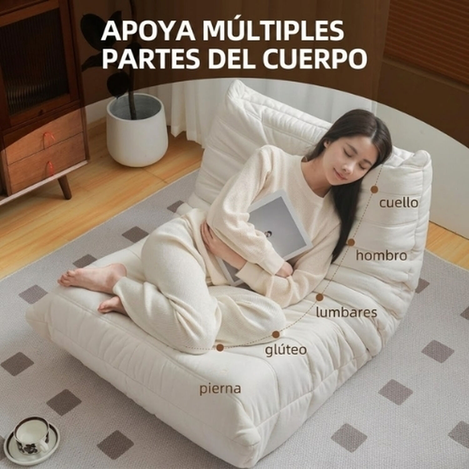 Sof&aacute; Puff Individual Tipo Togo Sill&oacute;n Ergon&oacute;mico 97x75cm image number 3.0