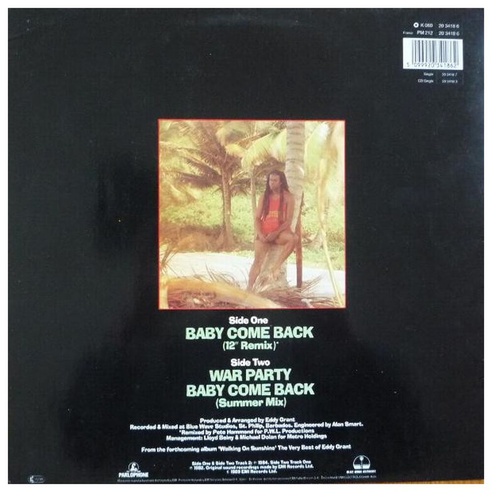Eddy Grant - Baby Come Back | 12" Maxi Single Usado image number 1.0