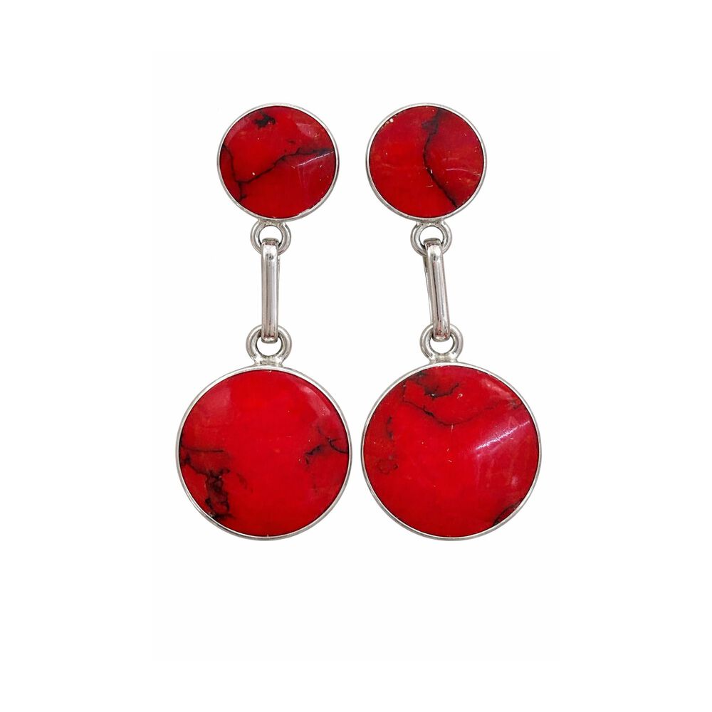 Aros Granate Circular Plata 950 Atornillados Colgantes Mujer Elegantes Piedra Roja image number 0.0