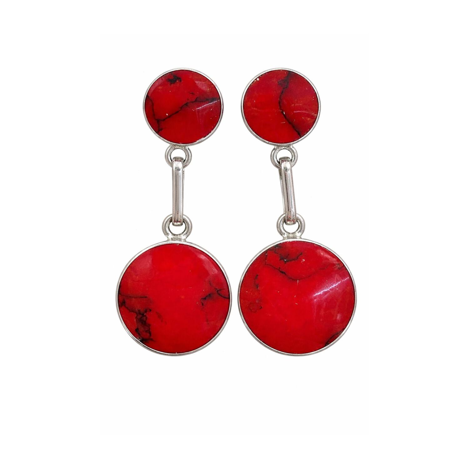 Aros Granate Circular Plata 950 Atornillados Colgantes Mujer Elegantes Piedra Roja image number 0.0