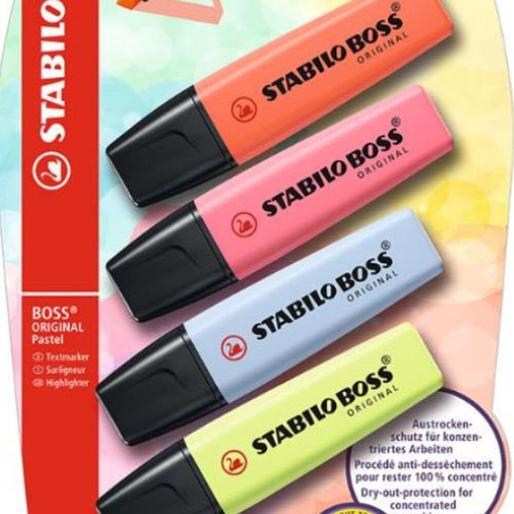 4 Destacadores Pastel Linom Cherry B-55814-10 Stabilo Boss image number 0.0