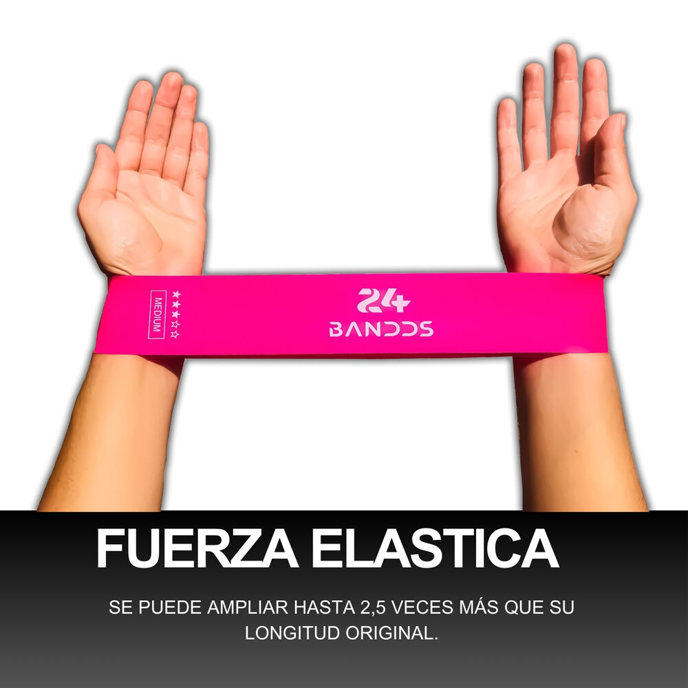 Kit 5 Bandas Elasticas De Resistencia Rosa Fitness + Bolso image number 2.0