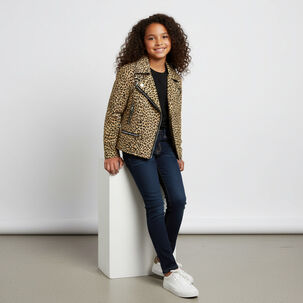 Chaqueta Animal Print Ni&ntilde;a Estilo Biker Moda Casual