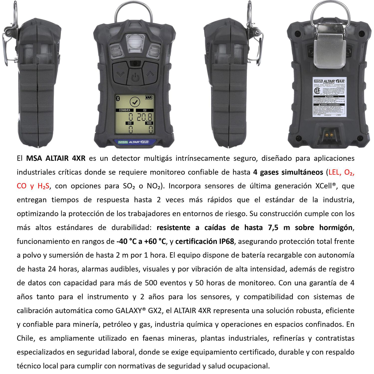 Msa Altair 4xr: Detector Multig&aacute;s Monitoreo Gases Honeywell image number 1.0