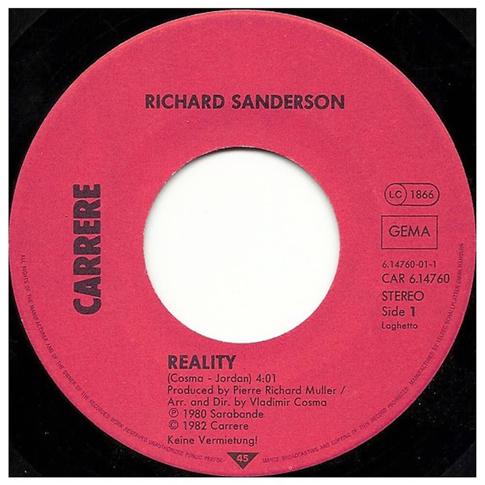 Richard Sanderson - Reality | 7" Single Vinilo Usado image number 2.0
