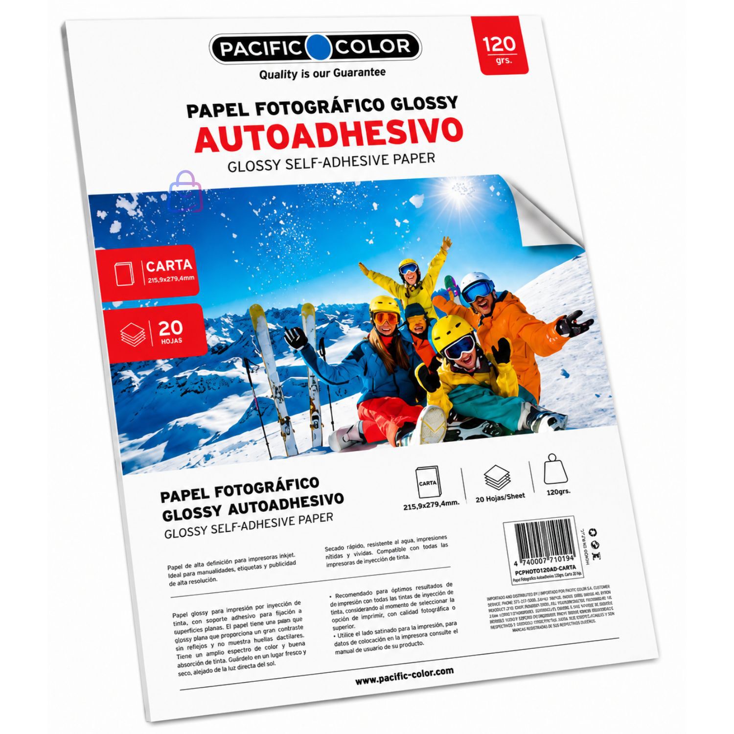 Papel Fotogr&aacute;fico Adhesivo Glossy Carta 20 Hojas 120g - Ps image number 3.0