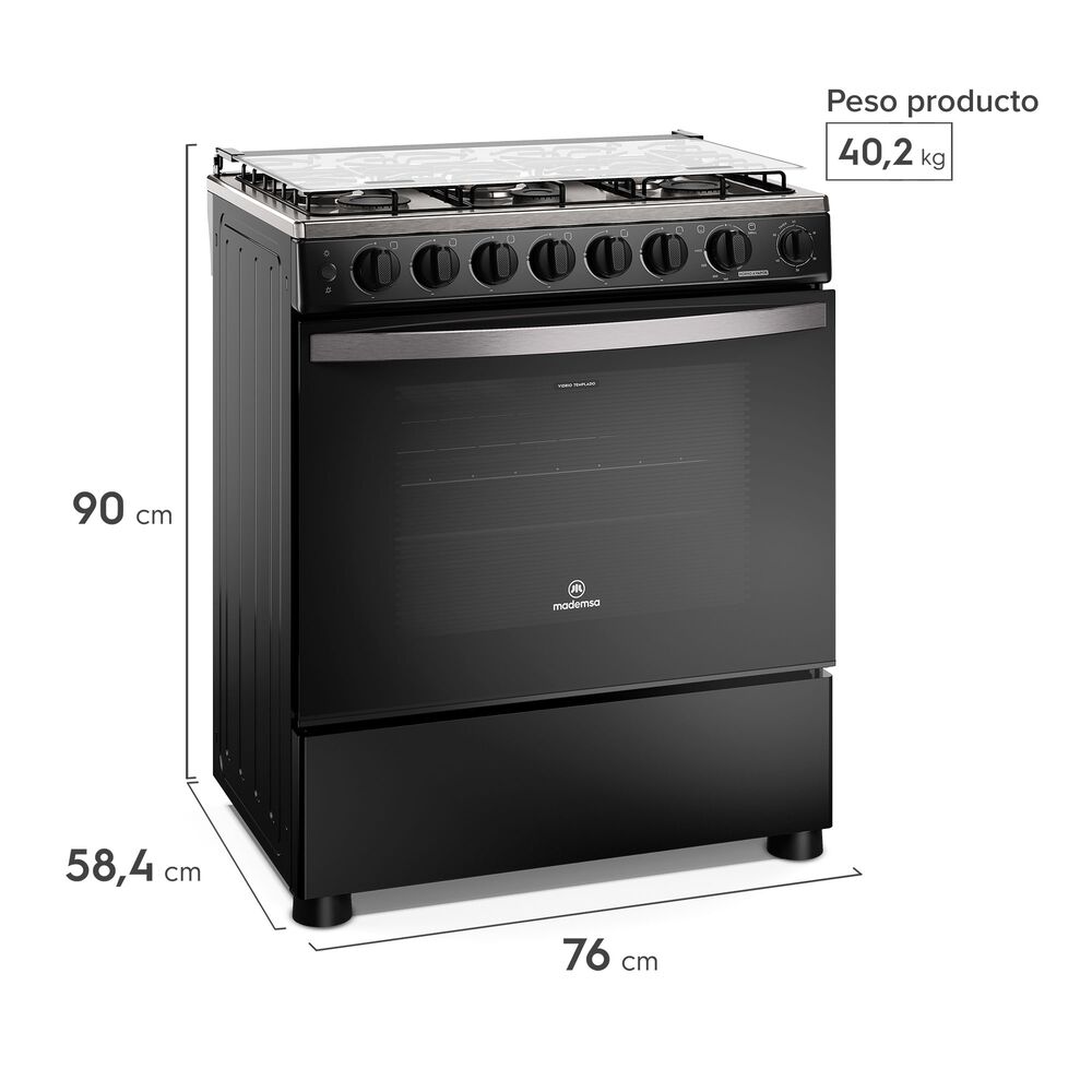 Cocina A Gas 6 Platos Horno Vapor Y Parrilla Pletina Fm6spc Negra image number 4.0