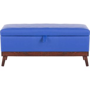 Banqueta Con Ba&uacute;l Incy Azul Eco Cuero 120x40x50 Cm M&aacute;xima Design