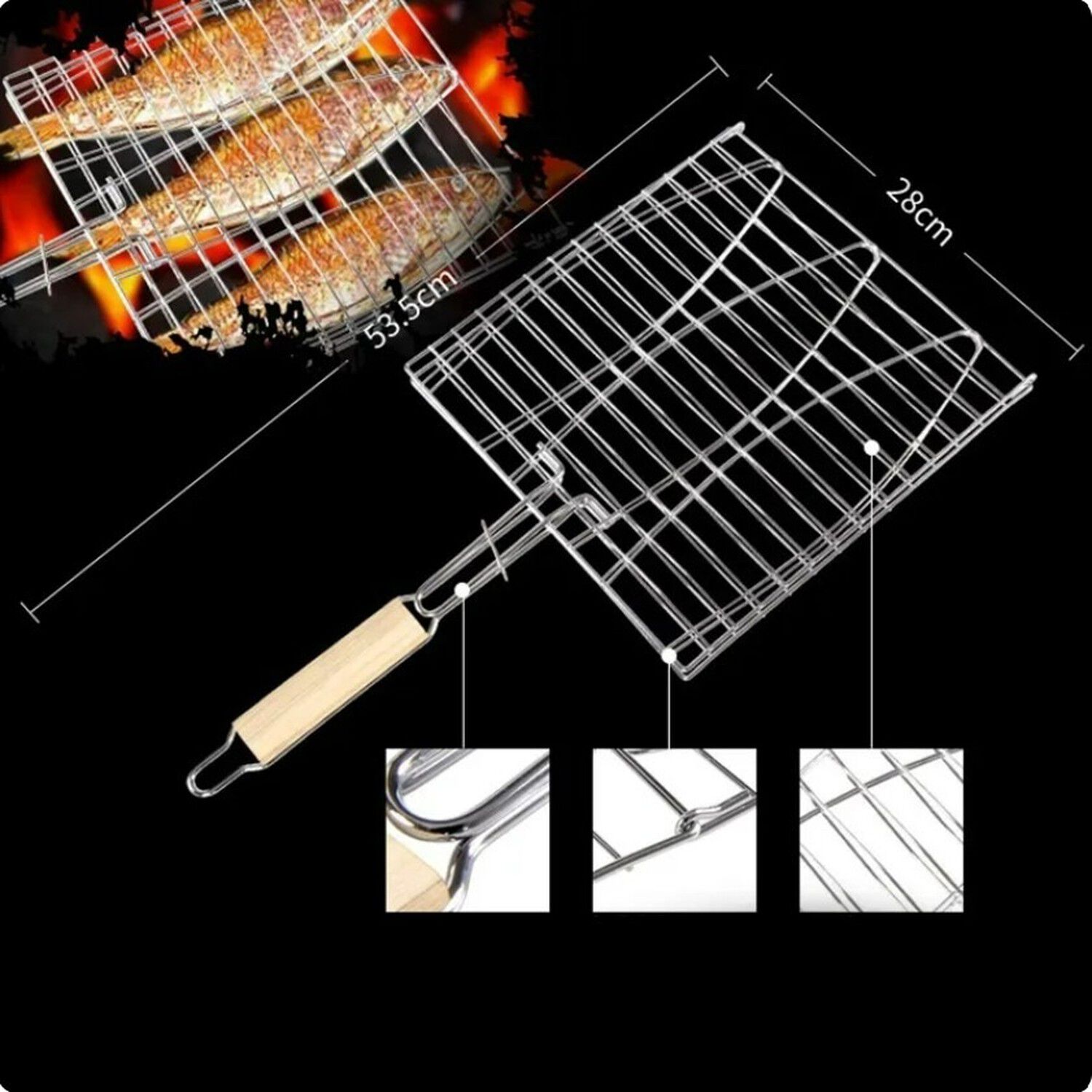 Parrilla Doble Rejilla Antiadherente Para Pescados Y Carnes image number 1.0