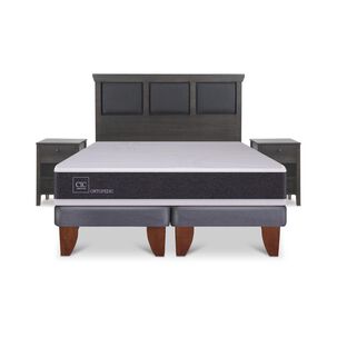 Cama Europea Cic Ortopedic / 2 Plazas / Base Dividida + Set De Maderas
