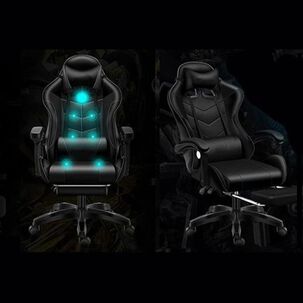 Silla Gamer Con Luz Rgb Reposapi&eacute;s Y Masajeador Reclinable
