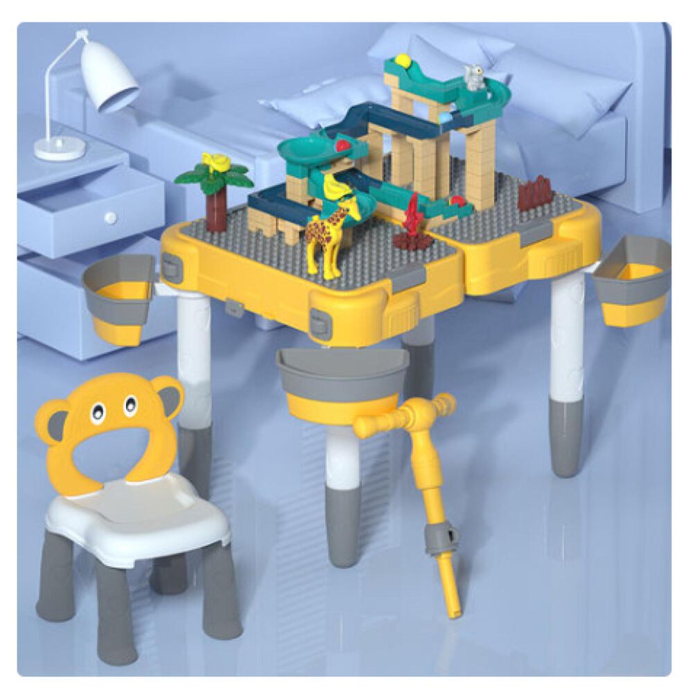 Juguete Mesa De Bloques Con Silla 168 Piezas Accesorios image number 2.0