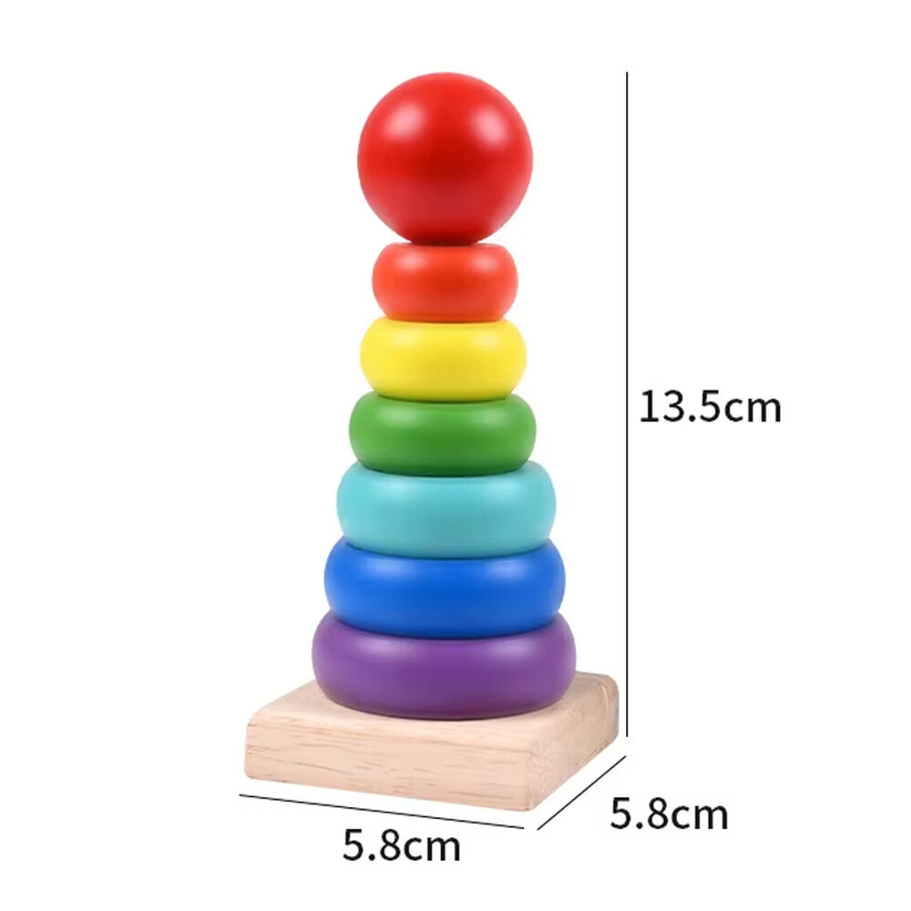 Torre De Madera Encaje Juguete Didactico Apilable Arcoiris image number 3.0