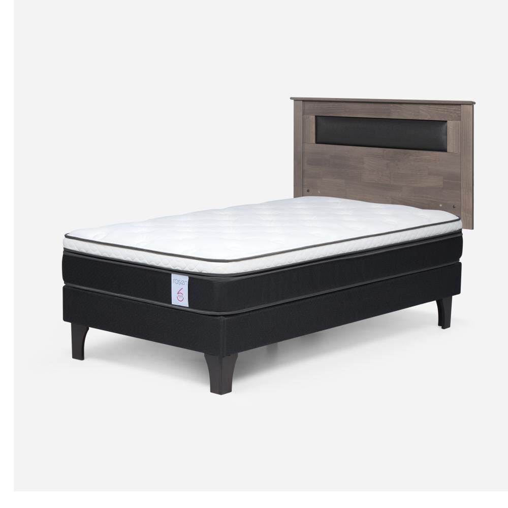 Cama Europea Rosen New Style 6 / 1.5 Plazas / Base Normal  + Respaldo Ferrara Gris image number 1.0